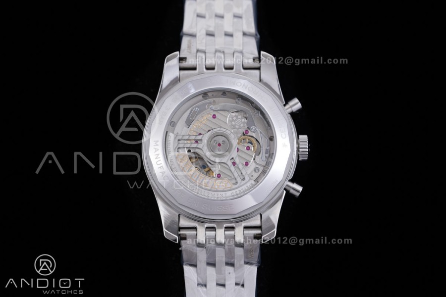 Navitimer B01 SS 43mm BLS 1:1 Best Edition Black Dial White subdial on SS Bracelet A7750