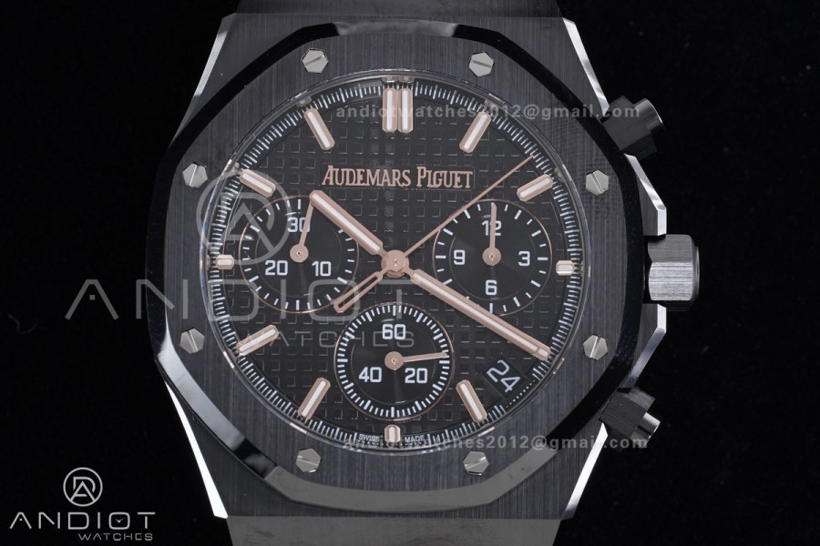 Royal Oak Chrono 26240 Black Ceramic APSF 1:1 Best Edition on Ceramic Bracelet SA4401 Super Clone