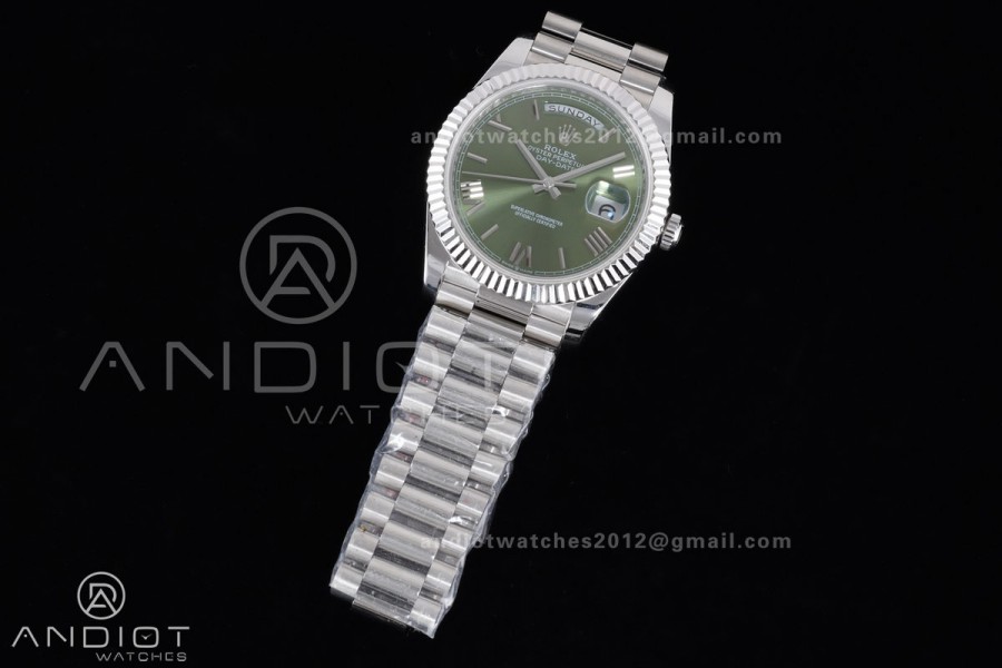 DayDate 40mm 904L Flt Wt WG/WG O-Green/Rm KF VR3255