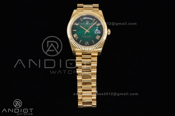 DayDate 40mm 904L Flt Wt YG/YG O-Grn/Rm KF VR3255