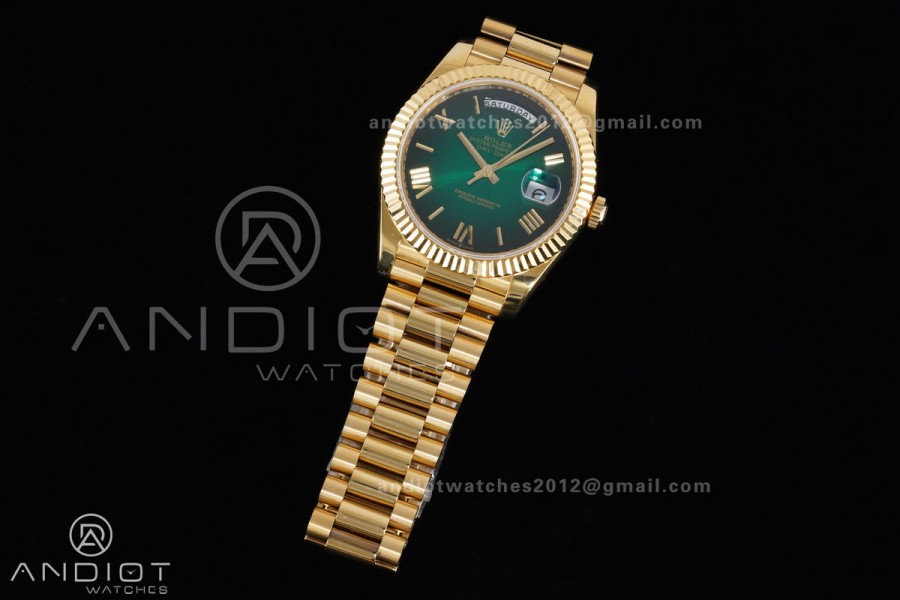 DayDate 40mm 904L Flt Wt YG/YG O-Grn/Rm KF VR3255