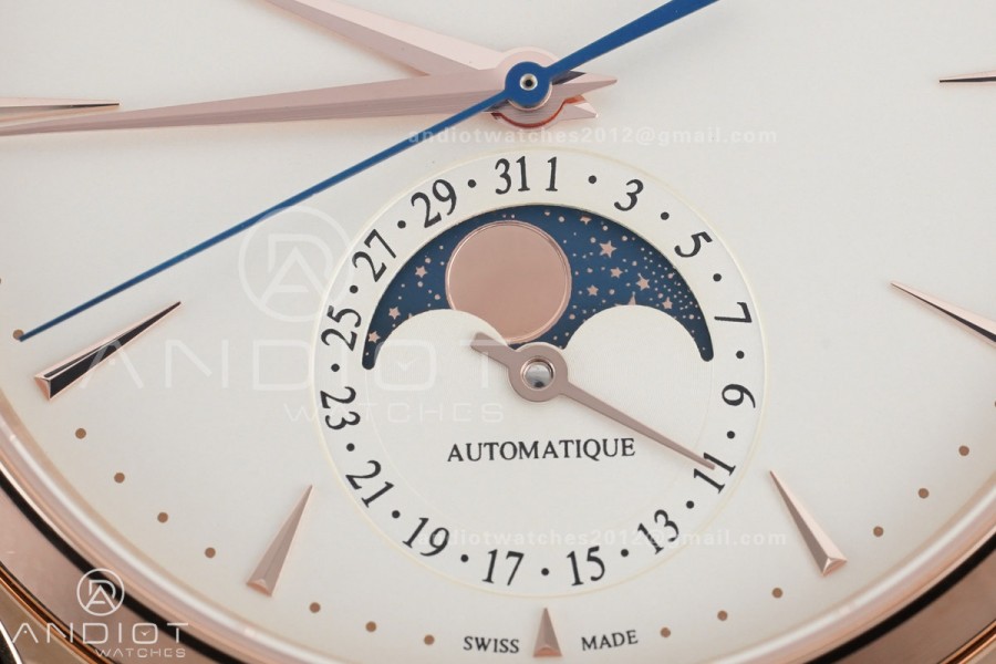 Master Ultra Thin Moon RG APSF 1:1 Best Edition White Dial on Brown Leather Strap SA925 Super Clone