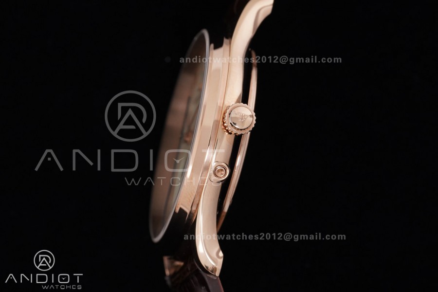 Master Ultra Thin Moon RG APSF 1:1 Best Edition White Dial on Brown Leather Strap SA925 Super Clone