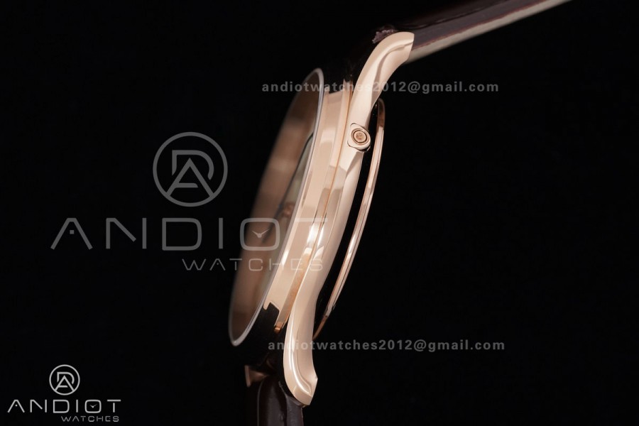 Master Ultra Thin Moon RG APSF 1:1 Best Edition White Dial on Brown Leather Strap SA925 Super Clone