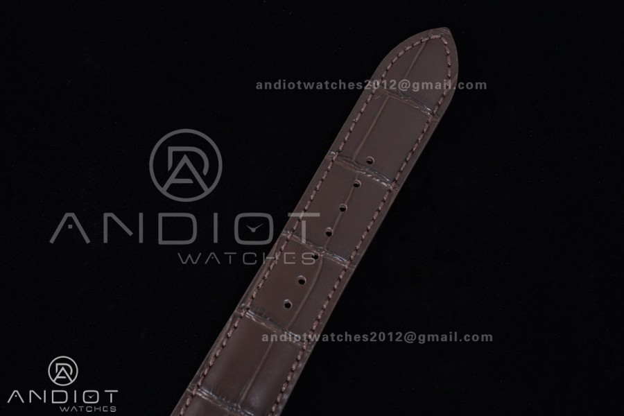 Master Ultra Thin Moon RG APSF 1:1 Best Edition White Dial on Brown Leather Strap SA925 Super Clone