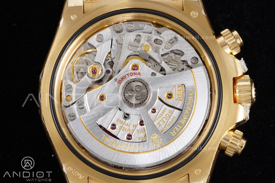 Daytona 126518 VSF 1:1 Best Edition Gold Dial Black Subdial Stick Marker on Oyster-flex Strap VS4131 V2 (Weighted)
