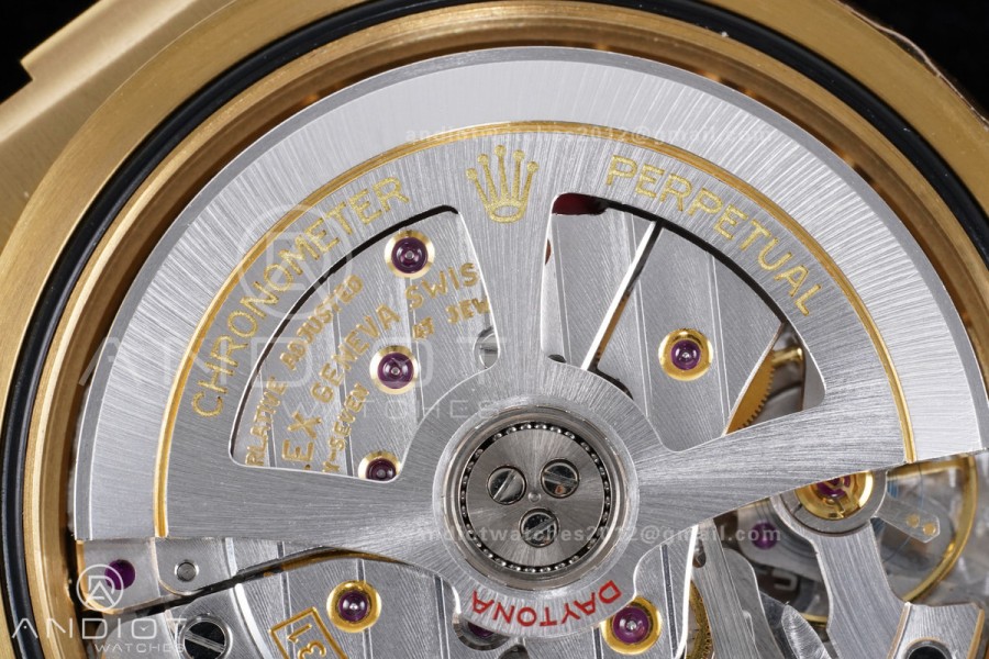 Daytona 126518 VSF 1:1 Best Edition Gold Dial Black Subdial Stick Marker on Oyster-flex Strap VS4131 V2 (Weighted)