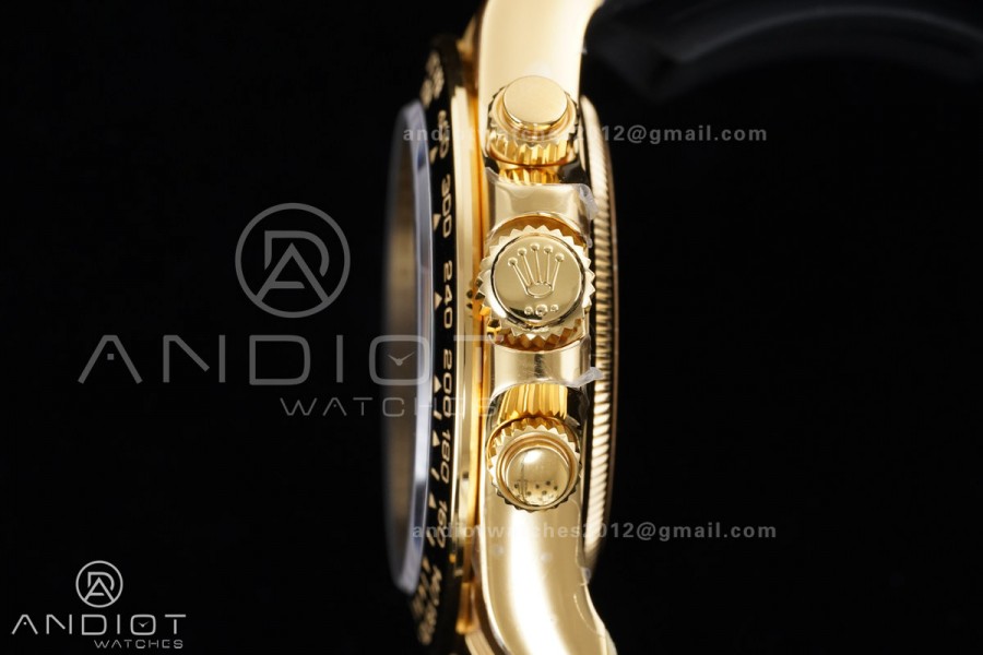 Daytona 126518 VSF 1:1 Best Edition Gold Dial Black Subdial Stick Marker on Oyster-flex Strap VS4131 V2 (Weighted)