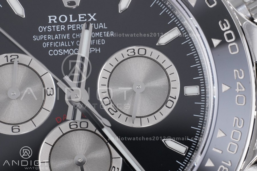 Daytona 126519 VSF 1:1 Best Edition Black/Silver Stick Dial on Oysterflex Strap VS4131 V2 (Weighted)