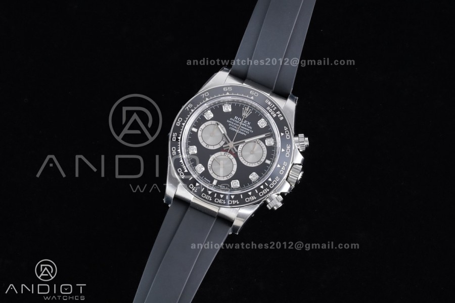 Daytona 126519 VSF 1:1 Best Edition Black/Silver Diamonds Dial on Oysterflex Strap VS4131 V2 (Weighted)