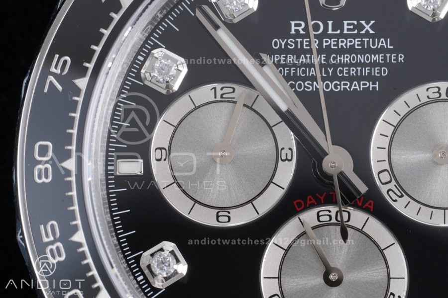 Daytona 126519 VSF 1:1 Best Edition Black/Silver Diamonds Dial on Oysterflex Strap VS4131 V2 (Weighted)