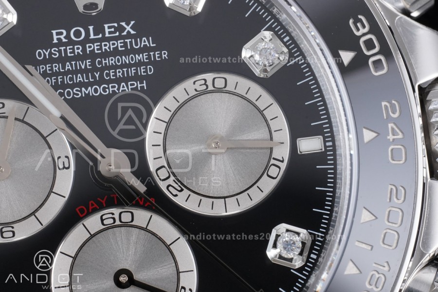 Daytona 126519 VSF 1:1 Best Edition Black/Silver Diamonds Dial on Oysterflex Strap VS4131 V2 (Weighted)