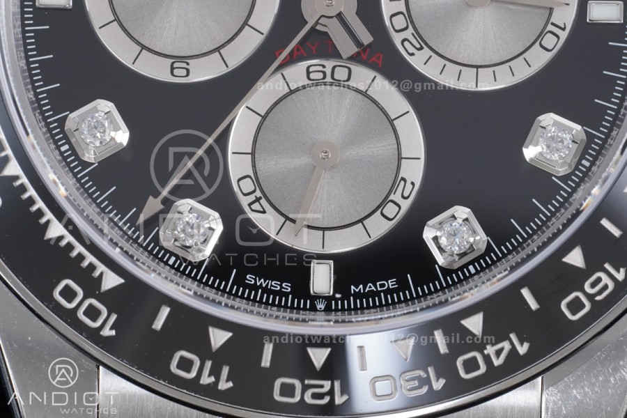 Daytona 126519 VSF 1:1 Best Edition Black/Silver Diamonds Dial on Oysterflex Strap VS4131 V2 (Weighted)