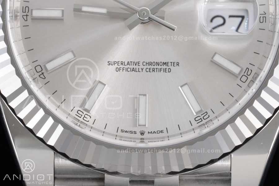 DateJust 41 126334 Clean 1:1 Best Edition 904L Steel Silver Stick Dial on Jubilee Bracelet SH3235
