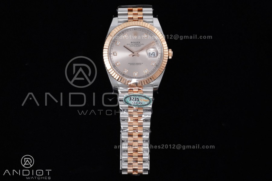 DateJust 41 126331 Clean 1:1 Best Edition 904L Steel RG Diamonds Dial on SS/RG Jubilee Bracelet SH3235