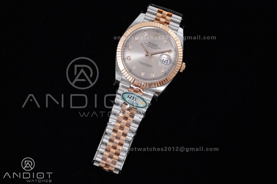 DateJust 41 126331 Clean 1:1 Best Edition 904L Steel RG Diamonds Dial on SS/RG Jubilee Bracelet SH3235