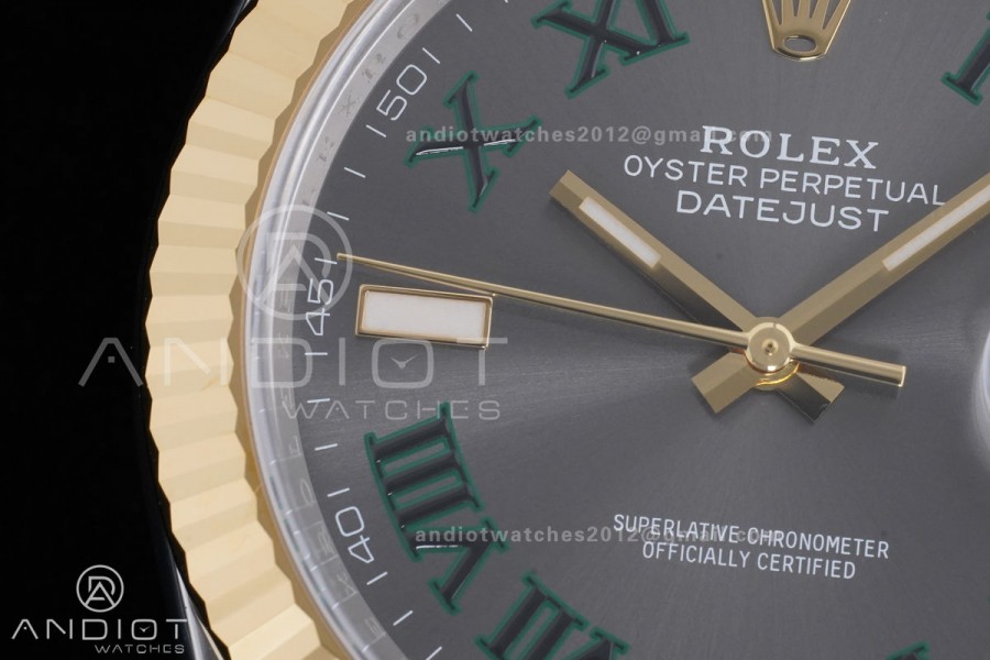 DateJust 41 126333 Clean 1:1 Best Edition 904L Steel Gray Dial Green Roman Marker on SS/YG Oyster Bracelet SH3235 (72 Hours Power Reserve)