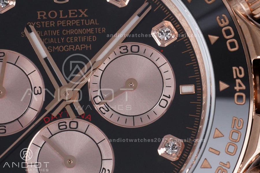 Daytona 126515 QF 1:1 Best Edition Black/RG Diamonds Dial on Oysterflex Strap QF4131 V10 (Gain Weight)