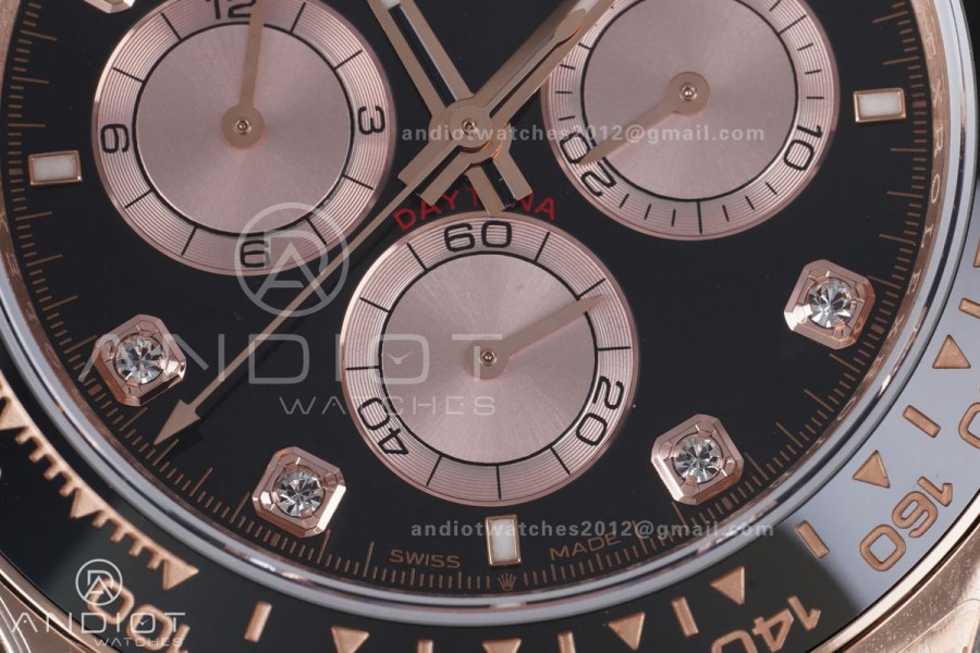 Daytona 126515 QF 1:1 Best Edition Black/RG Diamonds Dial on Oysterflex Strap QF4131 V10 (Gain Weight)