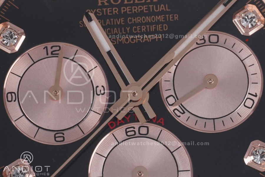 Daytona 126515 QF 1:1 Best Edition Black/RG Diamonds Dial on Oysterflex Strap QF4131 V10 (Gain Weight)