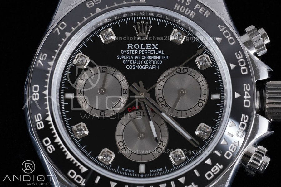 Daytona 126519 QF 1:1 Best Edition Black/Silver Diamonds Dial on Oysterflex Strap QF4131 V10 (Gain Weight)