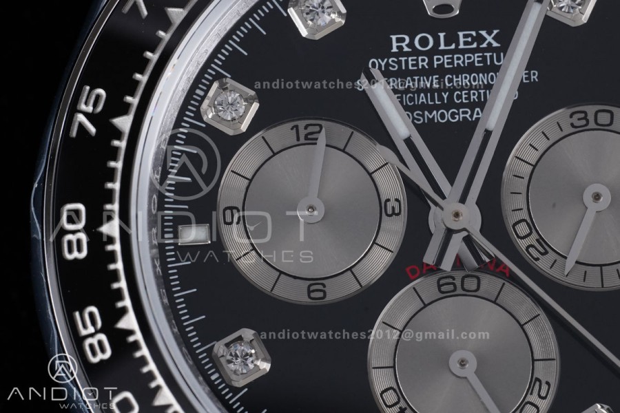 Daytona 126519 QF 1:1 Best Edition Black/Silver Diamonds Dial on Oysterflex Strap QF4131 V10 (Gain Weight)