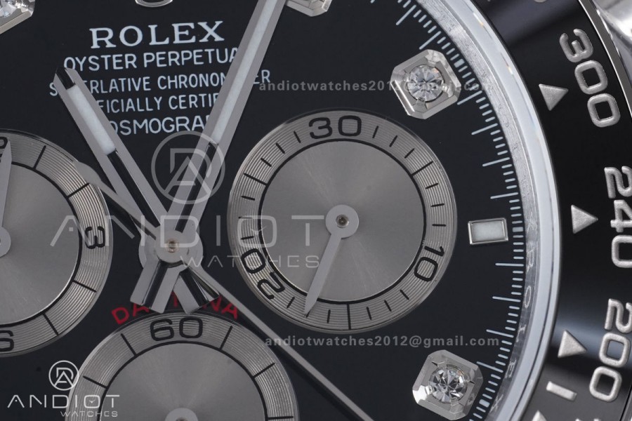 Daytona 126519 QF 1:1 Best Edition Black/Silver Diamonds Dial on Oysterflex Strap QF4131 V10 (Gain Weight)