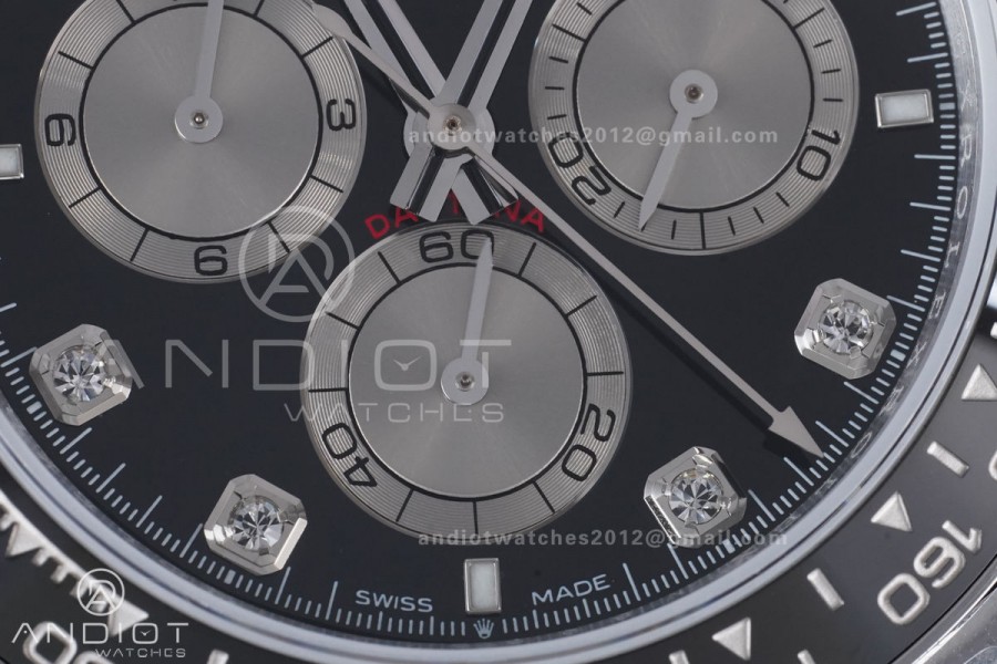 Daytona 126519 QF 1:1 Best Edition Black/Silver Diamonds Dial on Oysterflex Strap QF4131 V10 (Gain Weight)