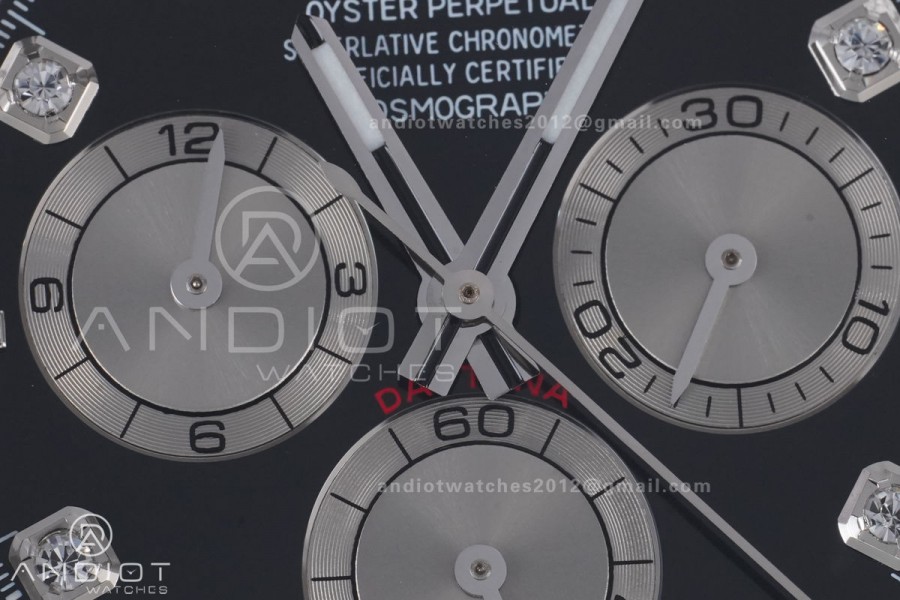 Daytona 126519 QF 1:1 Best Edition Black/Silver Diamonds Dial on Oysterflex Strap QF4131 V10 (Gain Weight)