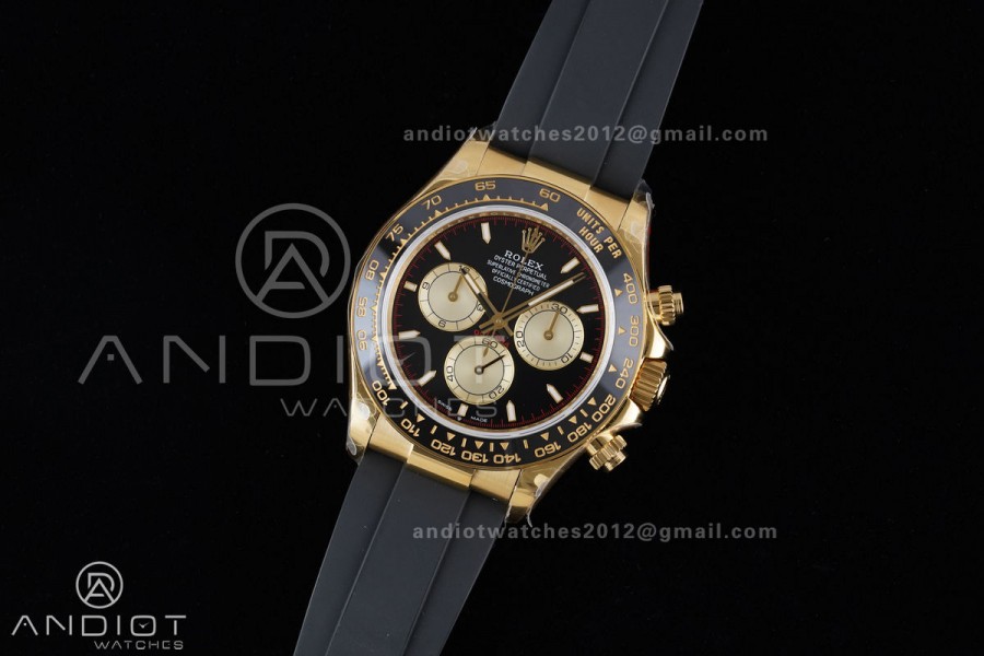 Daytona 126518 QF 1:1 Best Edition Black/YG Dial on Oysterflex Strap QF4131 V10 (Gain Weight)