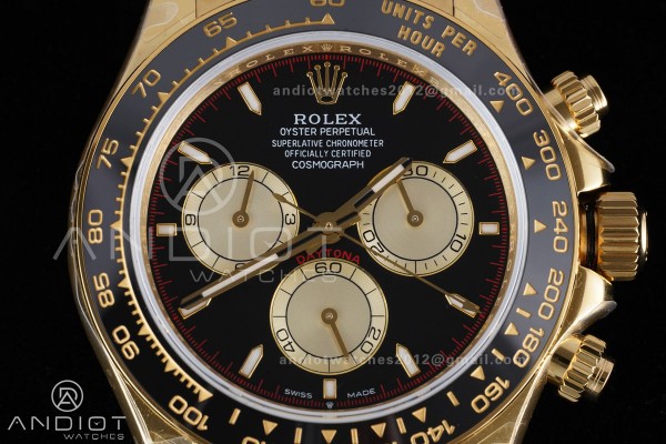 Daytona 126518 QF 1:1 Best Edition Black/YG Dial o...