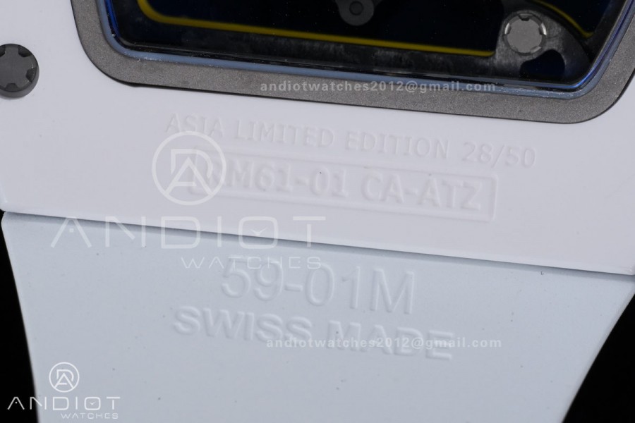 RM061 White Ceramic APSF 1:1 Best Edition on White Rubber Strap RMUL2 Super Clone