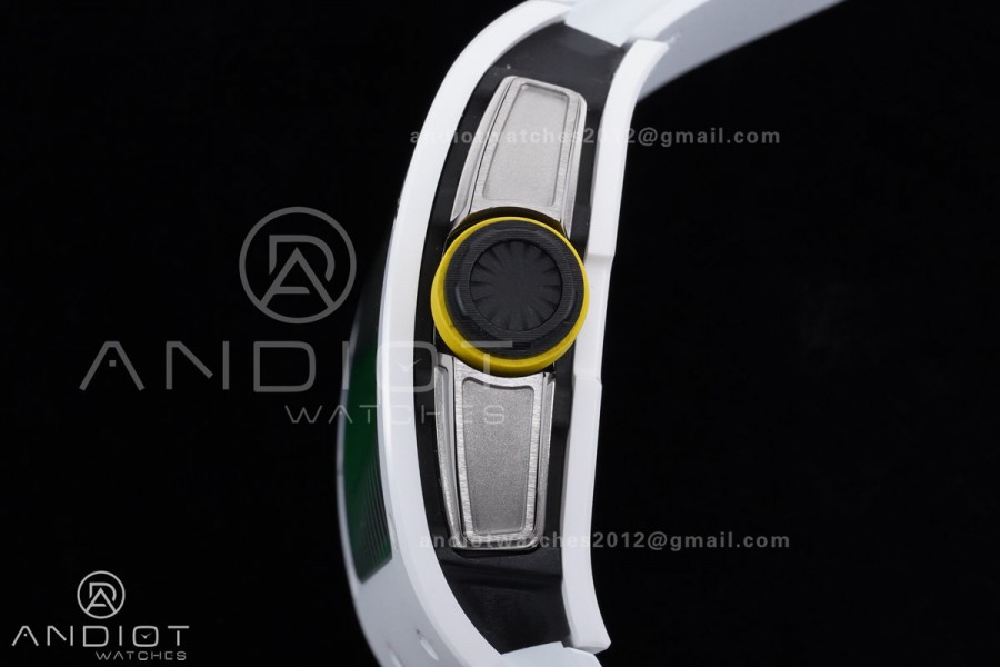 RM061 White Ceramic APSF 1:1 Best Edition on White Rubber Strap RMUL2 Super Clone