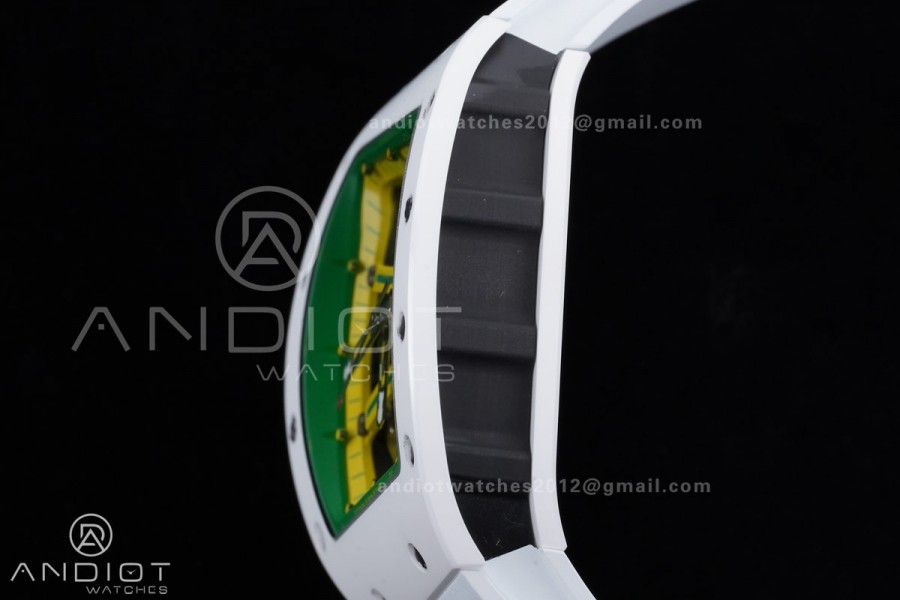RM061 White Ceramic APSF 1:1 Best Edition on White Rubber Strap RMUL2 Super Clone