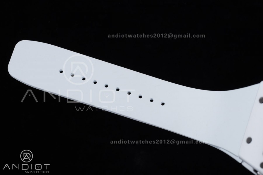 RM061 White Ceramic APSF 1:1 Best Edition on White Rubber Strap RMUL2 Super Clone