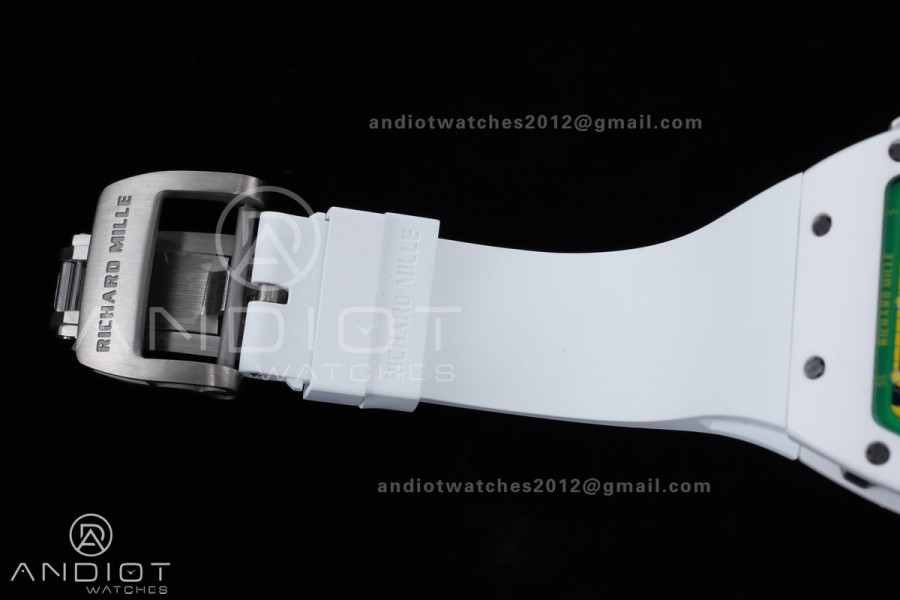 RM061 White Ceramic APSF 1:1 Best Edition on White Rubber Strap RMUL2 Super Clone
