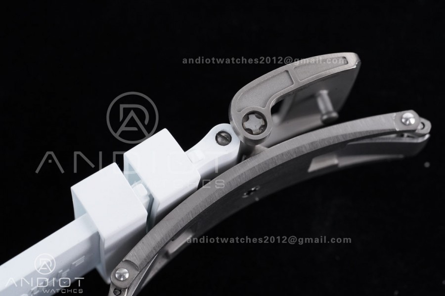 RM061 White Ceramic APSF 1:1 Best Edition on White Rubber Strap RMUL2 Super Clone