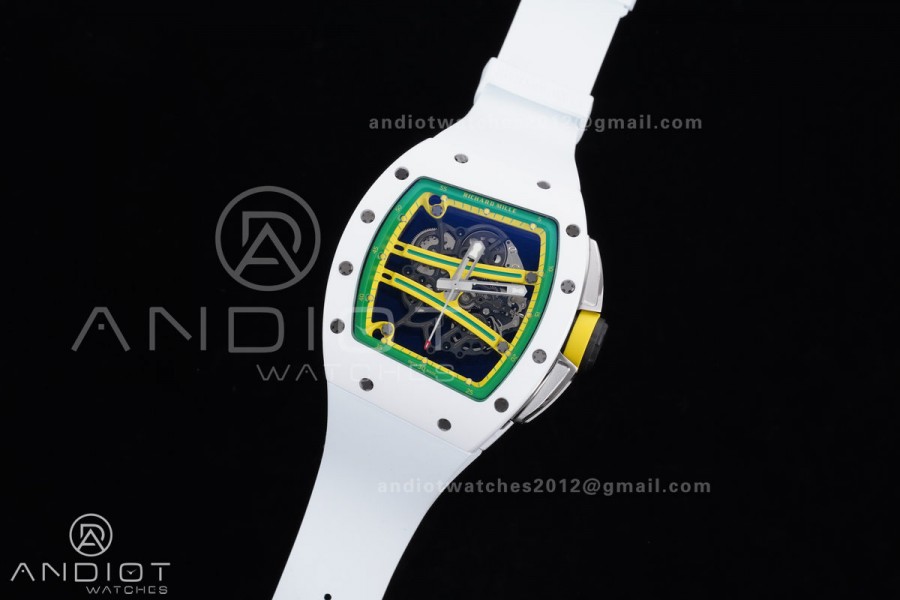 RM061 White Ceramic APSF 1:1 Best Edition on White Rubber Strap RMUL2 Super Clone