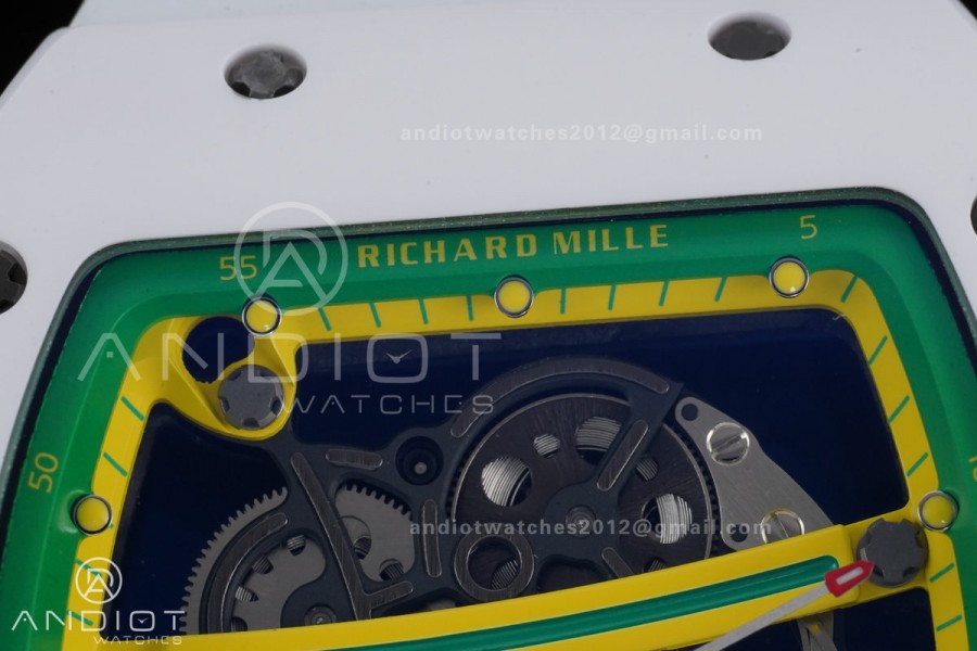 RM061 White Ceramic APSF 1:1 Best Edition on White Rubber Strap RMUL2 Super Clone