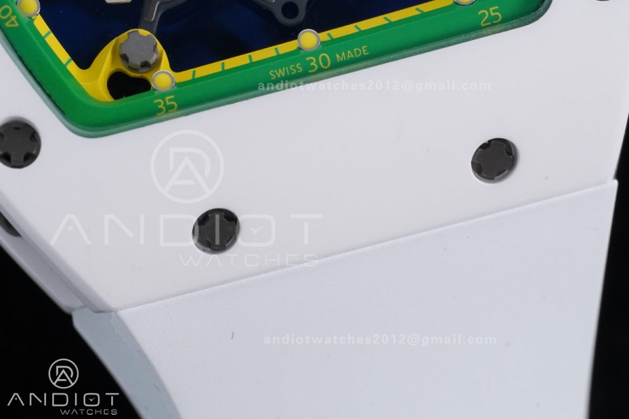 RM061 White Ceramic APSF 1:1 Best Edition on White Rubber Strap RMUL2 Super Clone