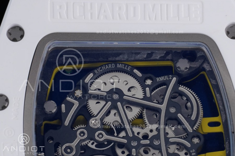 RM061 White Ceramic APSF 1:1 Best Edition on White Rubber Strap RMUL2 Super Clone