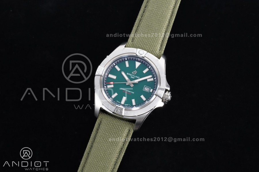 Avenger Chronometer 42mm SS BLSF 1:1 Best Edition Green Dial On Green Nylon Strap A2824