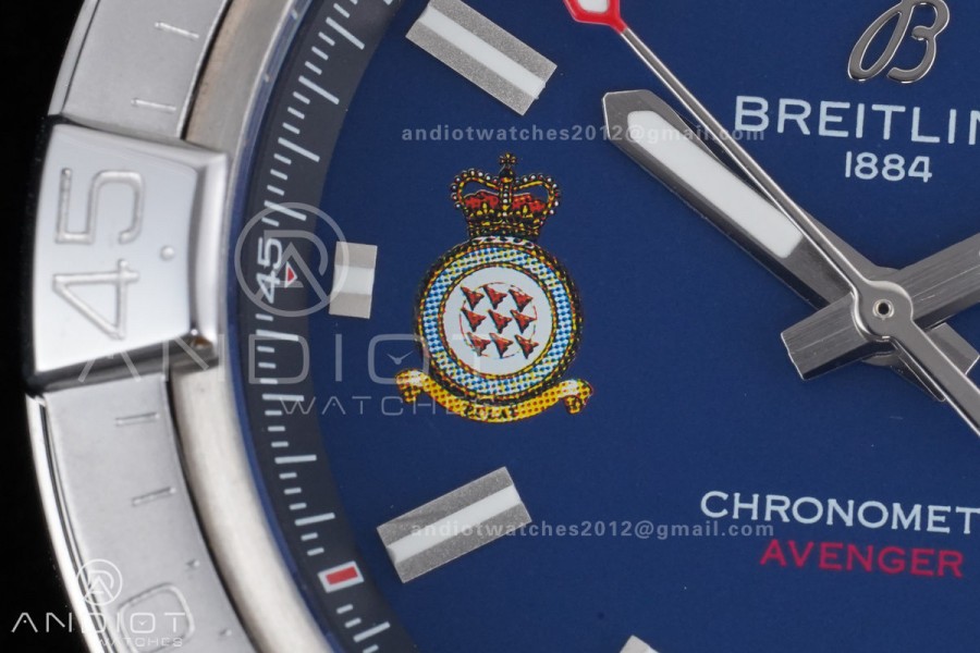 Avenger Chronometer 42mm Anniversary Edition SS BLSF 1:1 Best Version Blue Dial On Blue Nylon Strap A2824