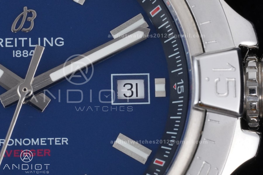 Avenger Chronometer 42mm Anniversary Edition SS BLSF 1:1 Best Version Blue Dial On Blue Nylon Strap A2824