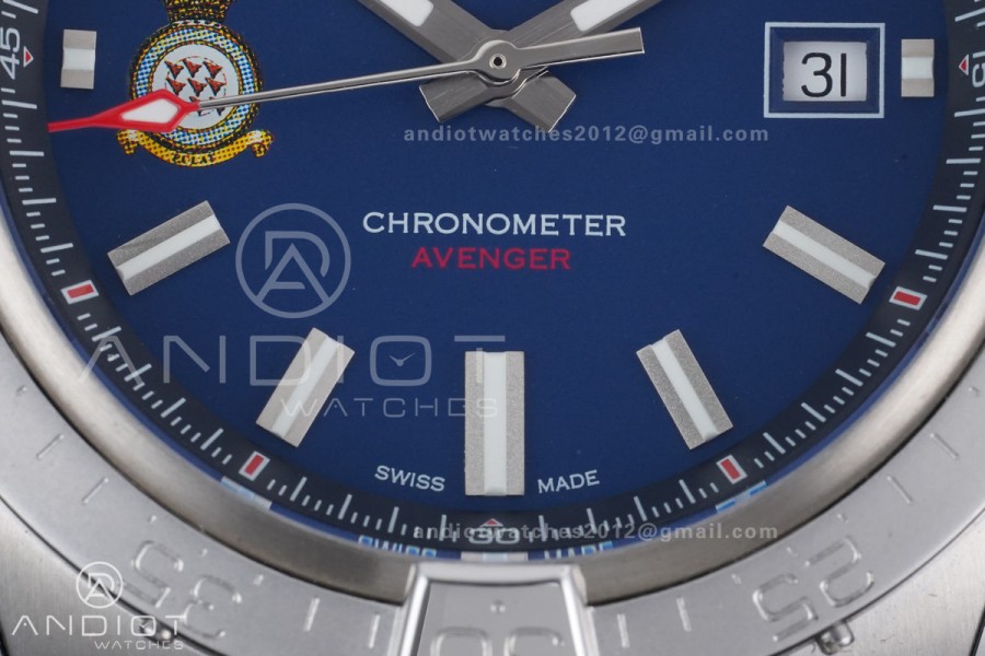 Avenger Chronometer 42mm Anniversary Edition SS BLSF 1:1 Best Version Blue Dial On SS Bracelet A2824