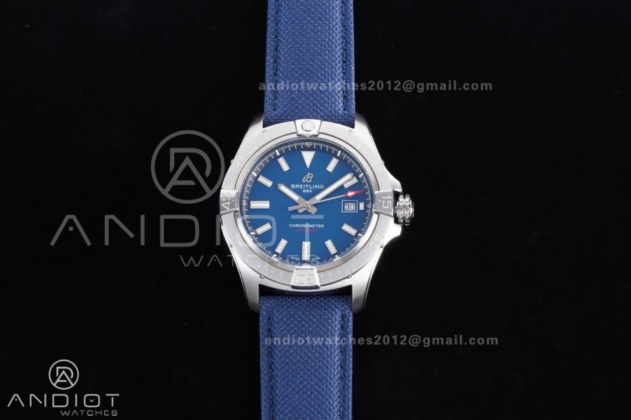 Avenger Chronometer 42mm SS BLSF 1:1 Best Edition Blue Dial On Blue Nylon Strap A2824