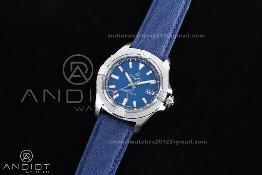 Avenger Chronometer 42mm SS BLSF 1:1 Best Edition Blue Dial On Blue Nylon Strap A2824