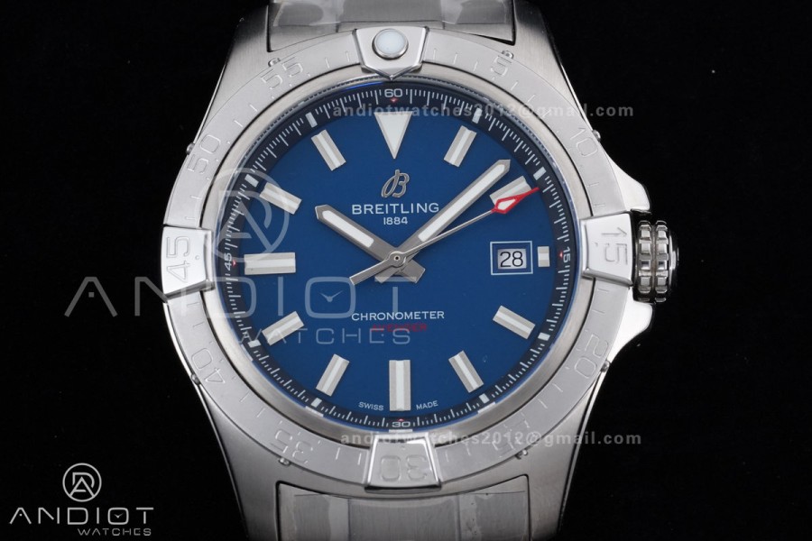 Avenger Chronometer 42mm SS BLSF 1:1 Best Version Blue Dial On SS Bracelet A2824