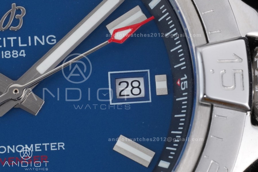 Avenger Chronometer 42mm SS BLSF 1:1 Best Version Blue Dial On SS Bracelet A2824