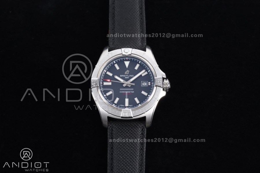Avenger Chronometer 42mm SS BLSF 1:1 Best Edition Black Dial On Black Nylon Strap A2824